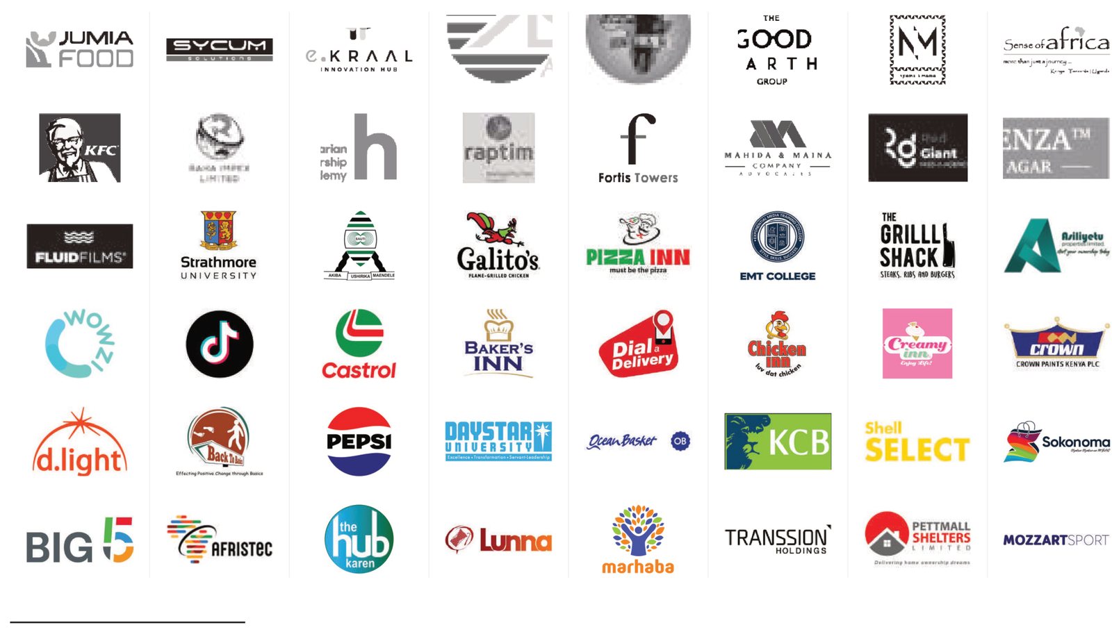 Adspire clients including KFC, Pepsi, Jumia Food, Galito's, Chicken Inn, Crown Paints, KCB, Castrol, TikTok and more